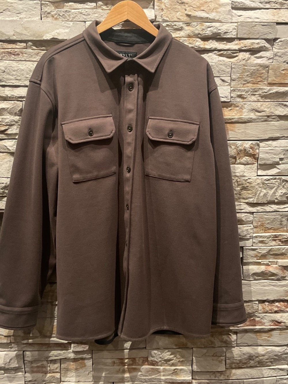 BYLT Premium Basics Coastal Men’s Overshirt Shacket , Dark Brown, Size XXL - Picture 2 of 7